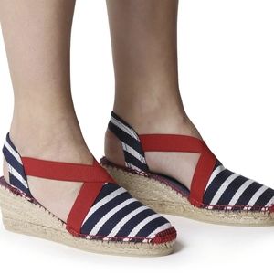 Toni Pons Tarbes‎ Nautical Blue Red Espadrille Wedge Slingback Sandal 42 / US 11
